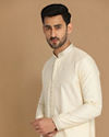 Sea Shell White Self Motif Kurta Pajama